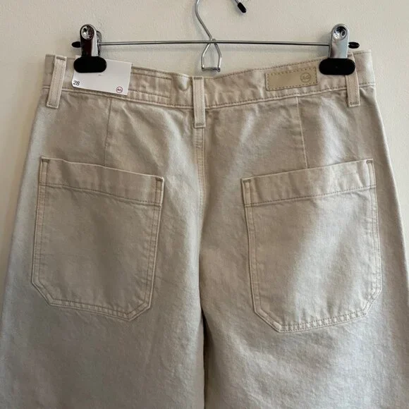 NEW AG Jeans Camille Utility Barrel Leg Denim Jeans Size 28 Oatmeal Beige - Picture 9 of 10